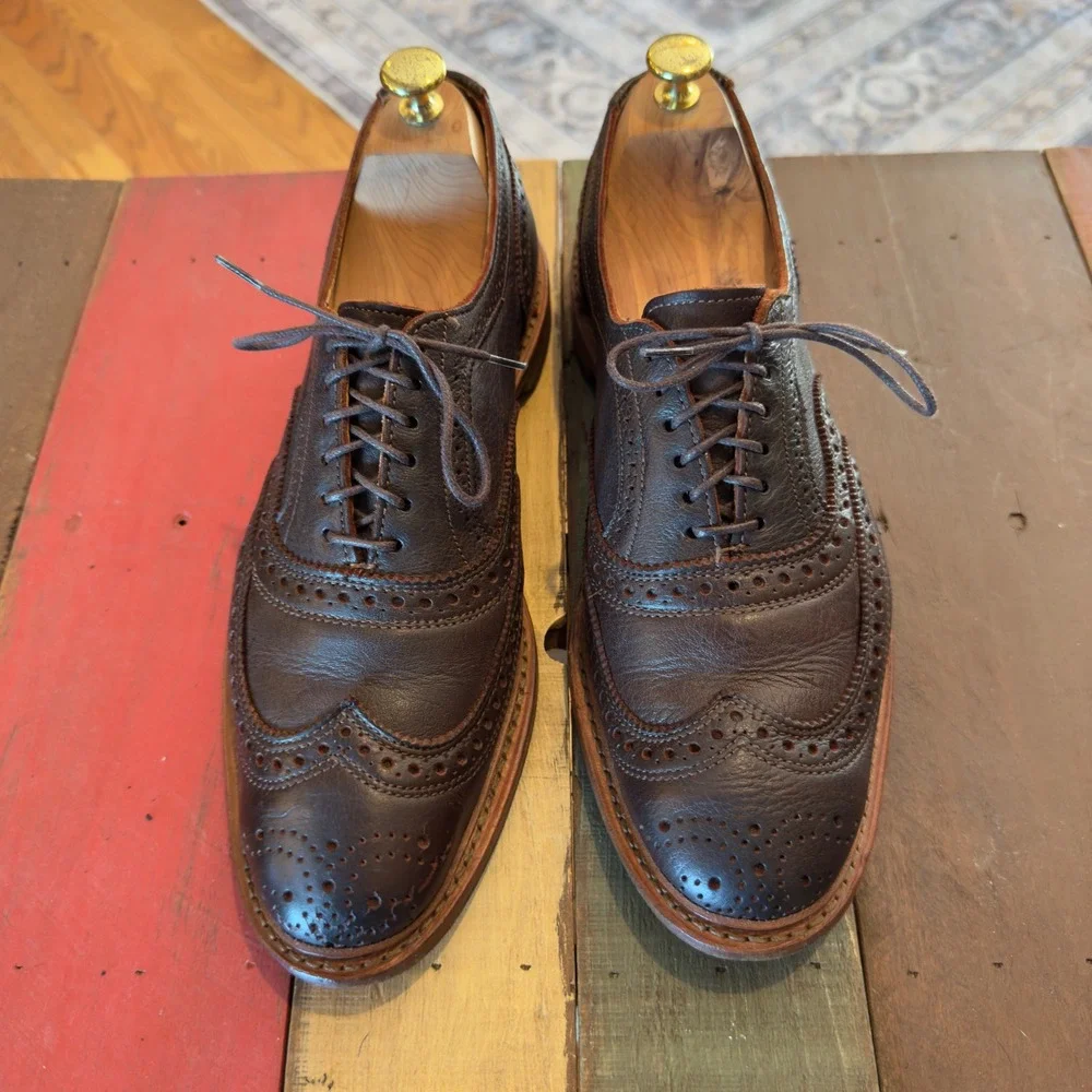 Allen Edmonds‎ Neumok 2.0 Mens 9.5 D Dark Brown Leather Wingtip Oxford Shoes